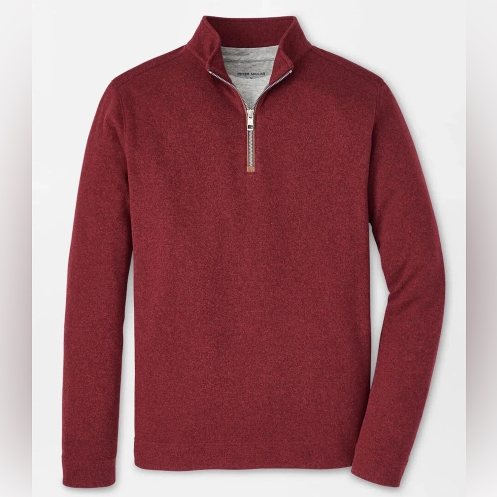 Peter Millar Crown Sweater Fleece Quarter Zip - size small - Currant